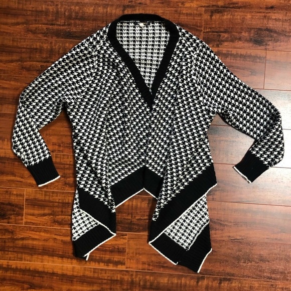 Vintage HiLo Black White Open Front Sweater Jacket - Picture 3 of 11